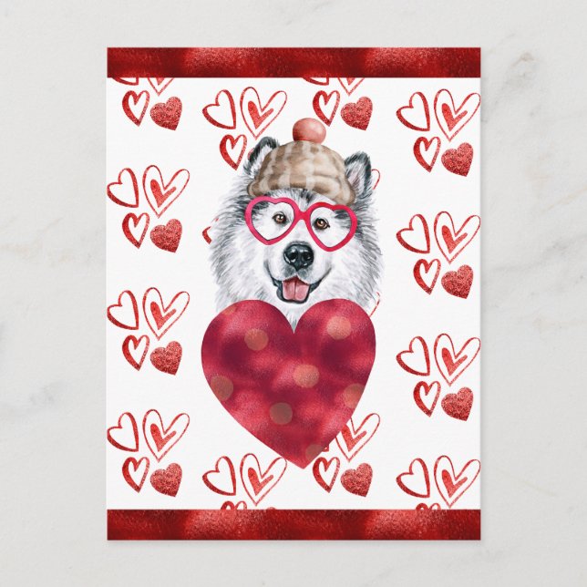Postal Alaskan Malamute Heart Dog Lover Valentine Gift (Anverso)