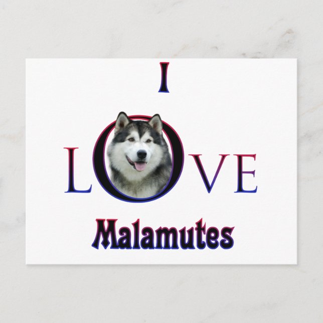 Postal Alaskan Malamute I Love (Anverso)