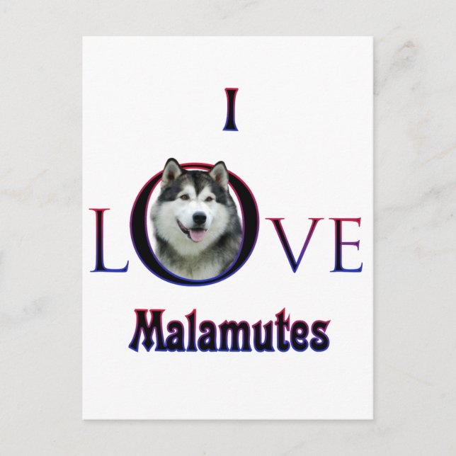 Postal Alaskan Malamute I Love (Anverso)