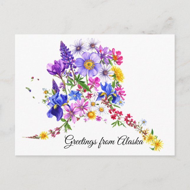 Postal Alaskan Wildflowers Greeting Card (Anverso)