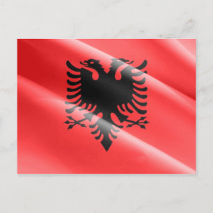 Postal Albania - Bandera albanesa ondeando -