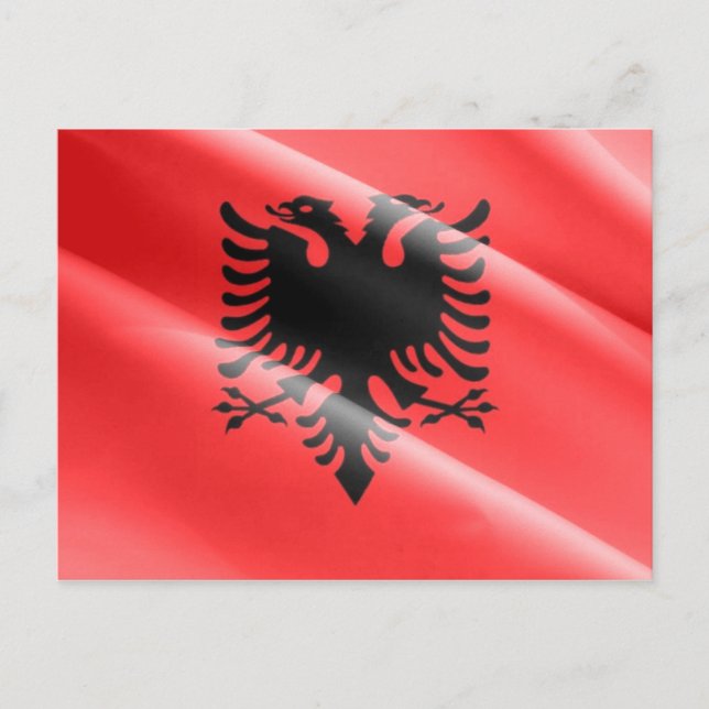 Postal Albania - Bandera albanesa ondeando - (Anverso)
