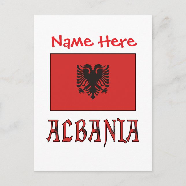 Postal Albania Bandera Albanesa Roja Personalizada (Anverso)