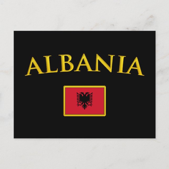 Postal Albania dorada (Anverso)