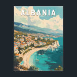 Postal Albania Viaje al Vintage<br><div class="desc">Diseño de arte vectorial de Albania. Albania,  en la península de los Balcanes del sudeste de Europa,  es un pequeño país con costas adriáticas y jónicas y un interior cruzado por los Alpes albaneses.</div>