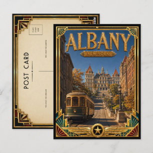 Postal Albany Nueva York Arte Deco Edad de Oro Vintage