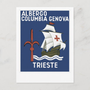 Postal Albergo Columbia Génova ~ Trieste