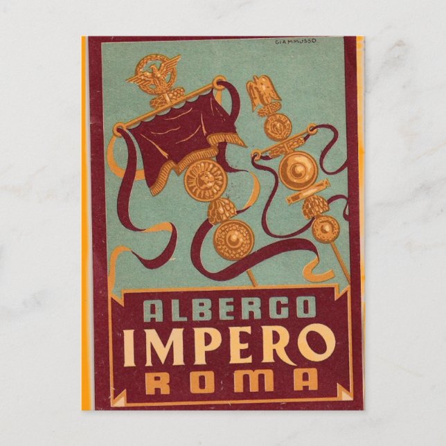 Postal albergo impero roma (Anverso)