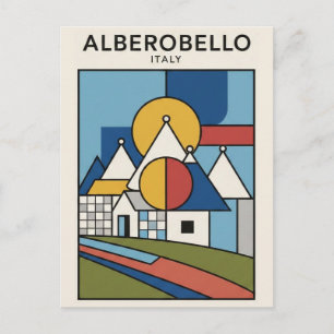 Postal Alberobello Italia casas Trulli abstracto de viaje