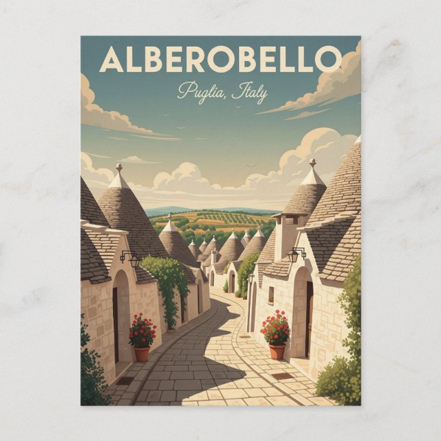 Postal Alberobello Italia Trulli casas Viajes (Anverso)