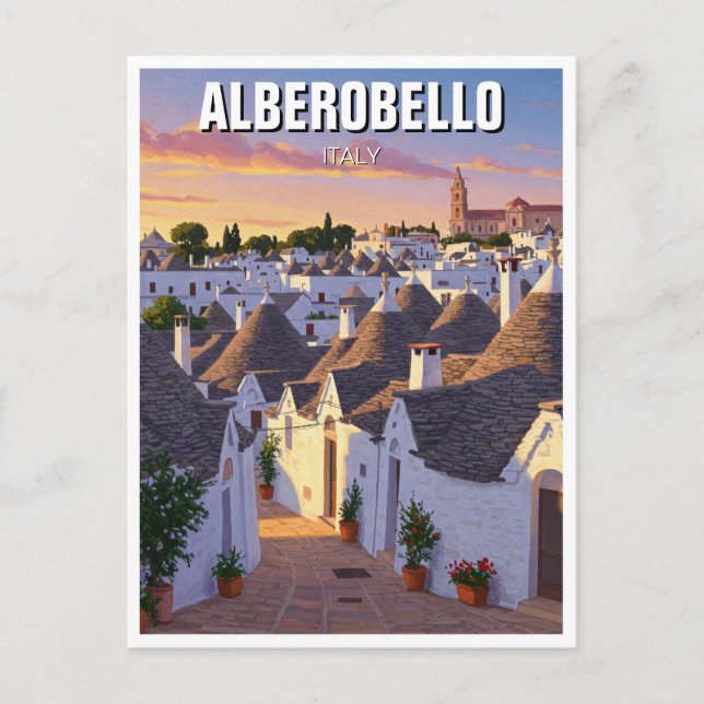 Postal Alberobello Italia Trulli Viajes (Anverso)