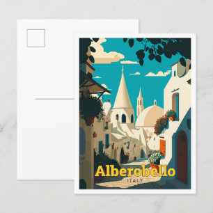 Postal Alberobello Italia Viaje Ilustracion de Viaje