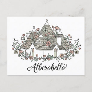 Postal Alberobello Italy Trulli alberga flores
