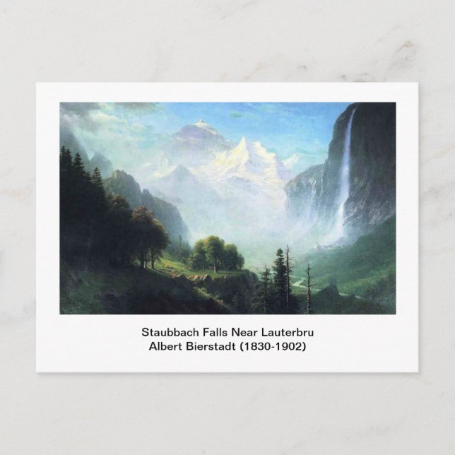 Postal Albert Bierstadt, cascada Staubbach cerca de Laute (Anverso)