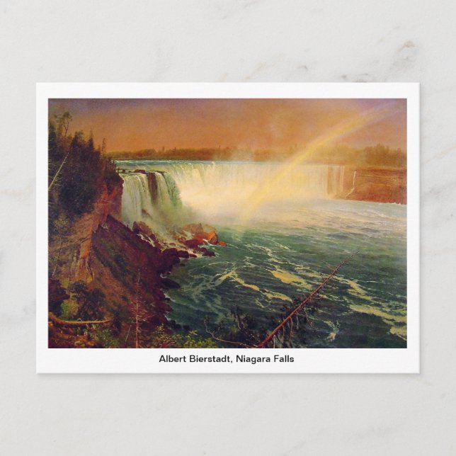 Postal Albert Bierstadt, Cataratas del Niágara. (Anverso)