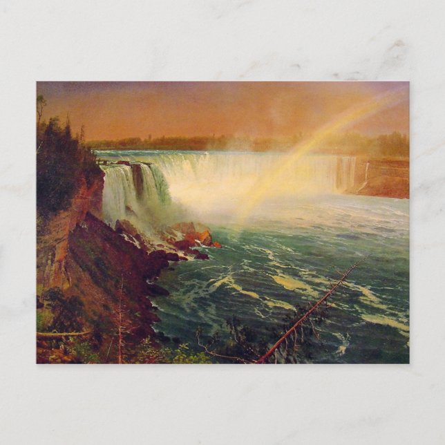 Postal Albert Bierstadt, Cataratas del Niágara. (Anverso)
