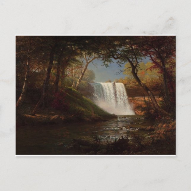 Postal Albert Bierstadt Pintando la cascada del bosque De (Anverso)