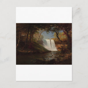 Postal Albert Bierstadt Pintando la cascada del bosque De