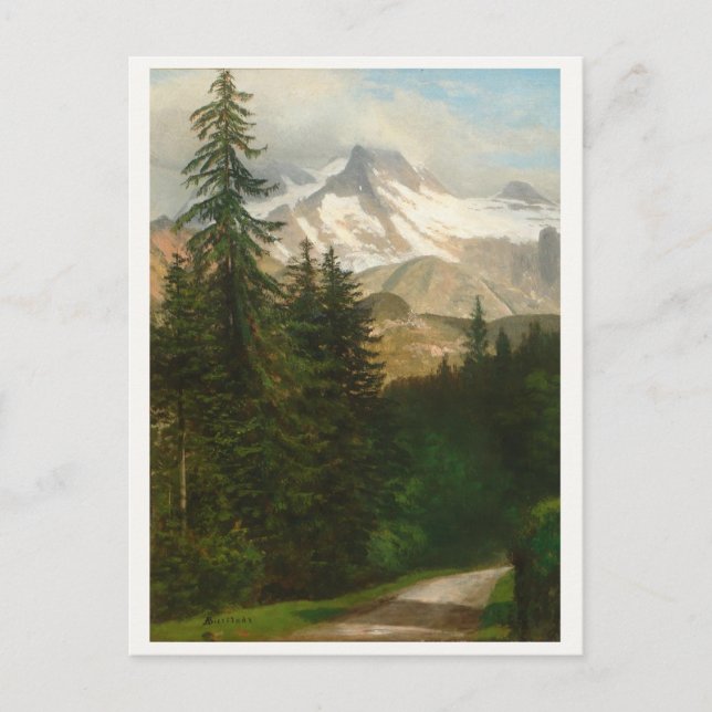 Postal Albert Bierstadt Pintando Nieve en el Alto País (Anverso)