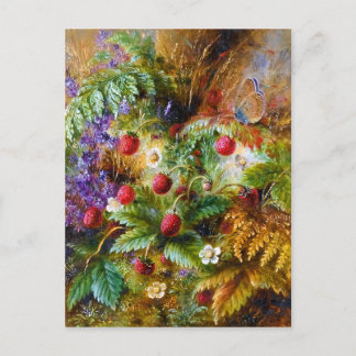 Postal Albert Dürer Lucas: Fresas silvestres y mariposa