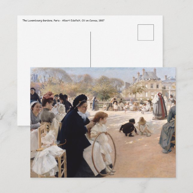 Postal Albert Edelfelt - Jardines de Luxemburgo, París (Anverso / Reverso)
