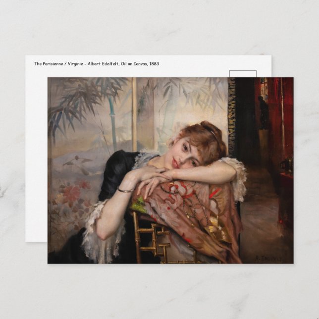Postal Albert Edelfelt - La Parisienne / Virginie (Anverso / Reverso)