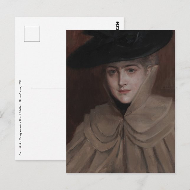 Postal Albert Edelfelt - Retrato de una joven (Anverso / Reverso)