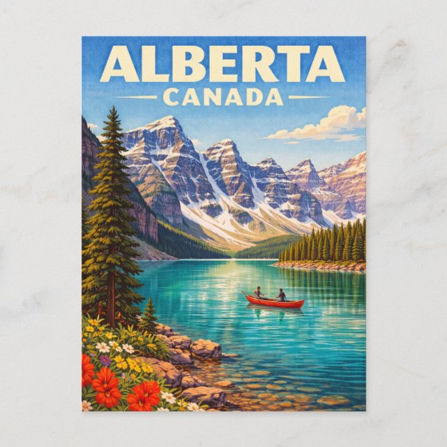 Postal Alberta Canadá Rocosas Canadienses Viaje Antiguo (Anverso)