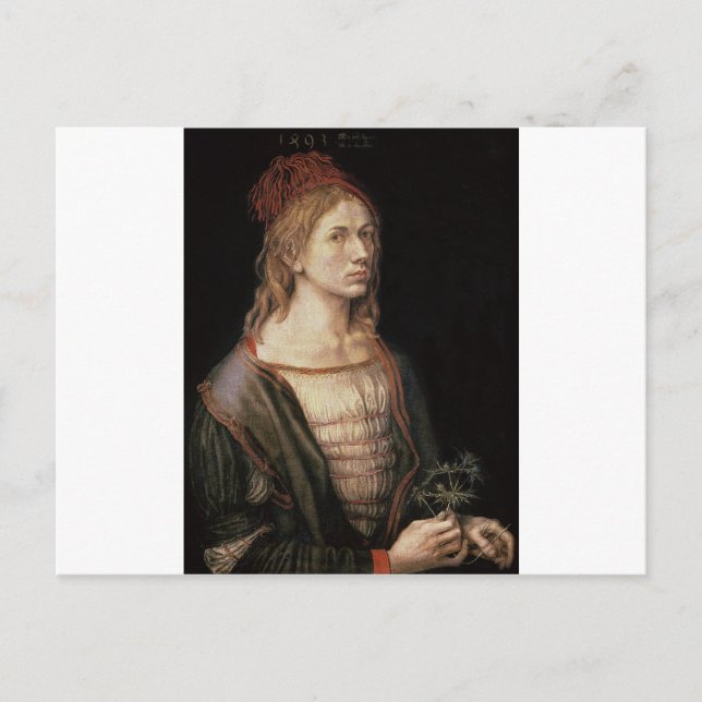 Postal Albrecht Durer - autorretrato con un silbido (Anverso)