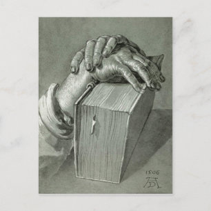Postal Albrecht Dürer Hand Study con la Biblia
