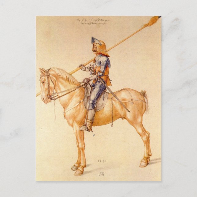 Postal Albrecht Durer - Jinete en la armadura (Anverso)