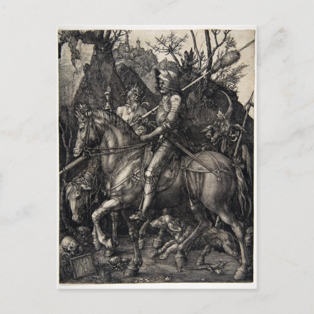 Postal Albrecht Dürer Knight, Death and Devil (Anverso)