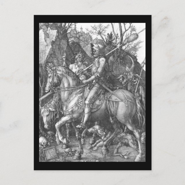 Postal Albrecht Durer Knight Death y el diablo (Anverso)