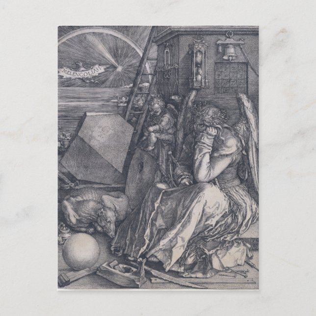 Postal Albrecht Dürer Melencolia I (Anverso)