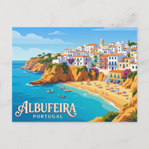Postal Albufeira casco antiguo y Praia dos Pescadores
