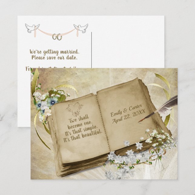 Postal Álbum de boda guardar la fecha (Anverso / Reverso)