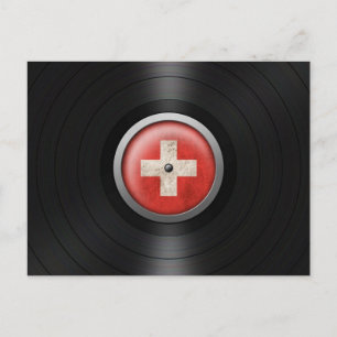 Postal Álbum de registro de vinilo de bandera suiza