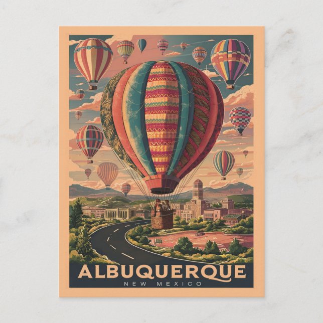 Postal Albuquerque, Nueva México, cosecha de globos aeros (Anverso)