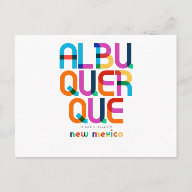 Postal Albuquerque Nuevo México a mediados del siglo, Pop (Anverso)