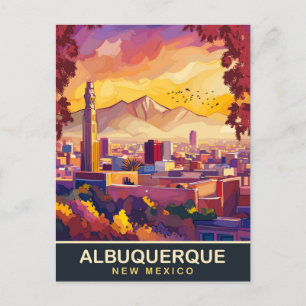 Postal Albuquerque, Nuevo México, City Skyline, Viajes