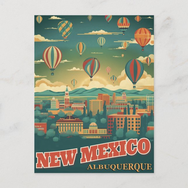 Postal Albuquerque, Nuevo México con un Globo Aerostático (Anverso)