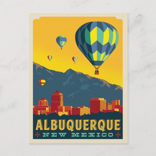 Postal Albuquerque, Nuevo México | Globos de aire calient (Anverso)