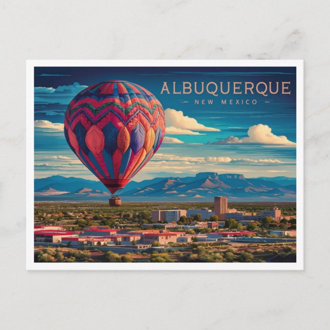 Postal Albuquerque Nuevo México: Globos de aire caliente (Anverso)