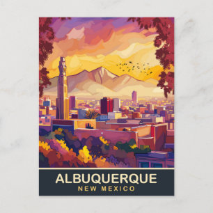 Postal Albuquerque, Nuevo México, horizonte de la ciudad,