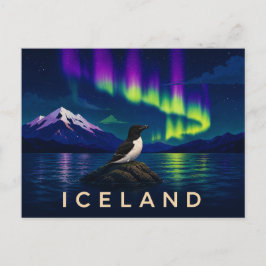 Postal Alca común bajo la Aurora | Islandia icónica