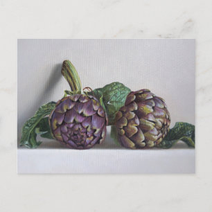 Postal Alcachofas Moradas Pintura Hiperrealista