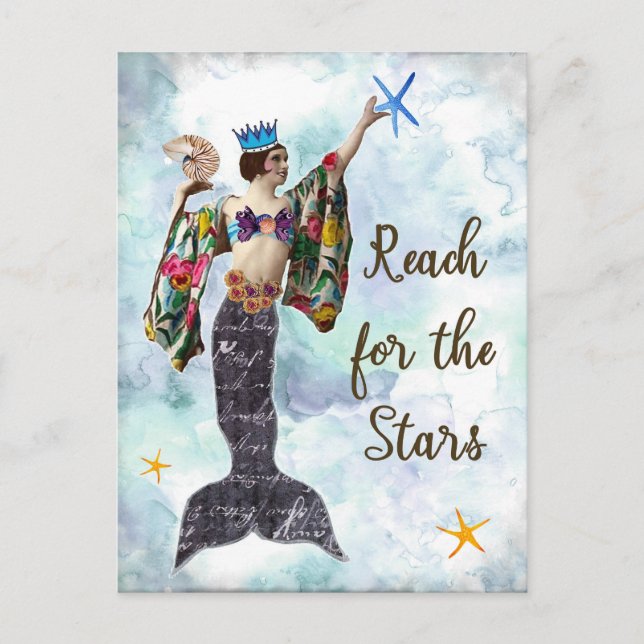Postal Alcance para las estrellas postcard notecard merma (Anverso)