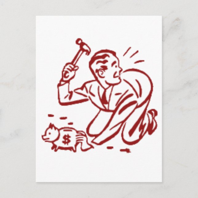 Postal alcancía de cerdito (Anverso)