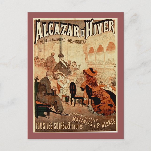 Postal Alcazar d'hiver Vintage Paris Cafe (Anverso)