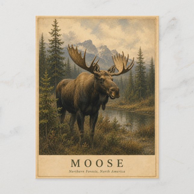 Postal Alces Bosques del Norte VINTAGE (Anverso)
